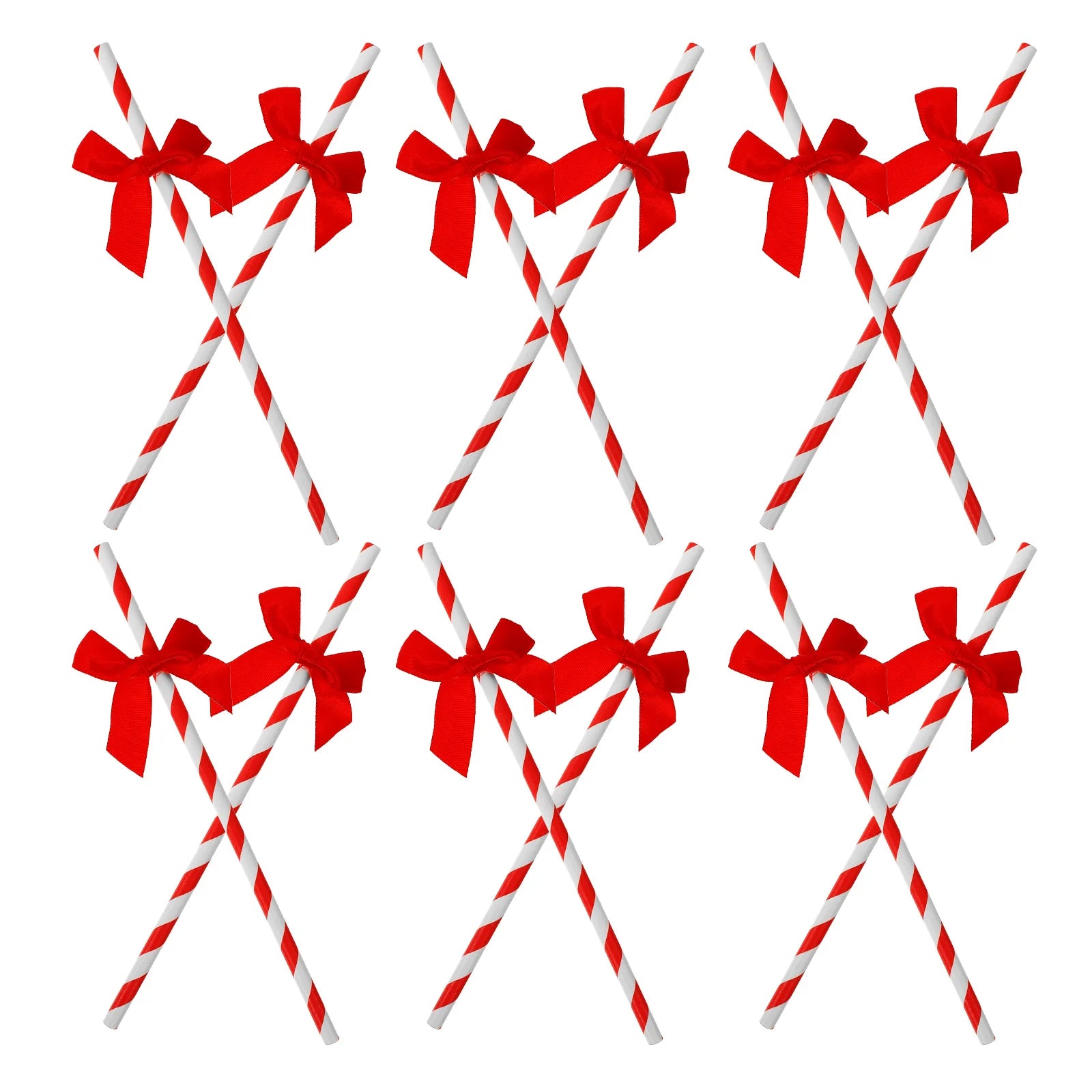 Red Ribbon Striped Straws