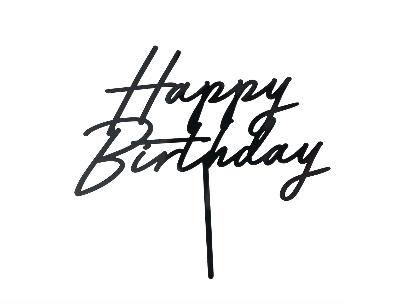 Black Happy Birthday Cake Topper