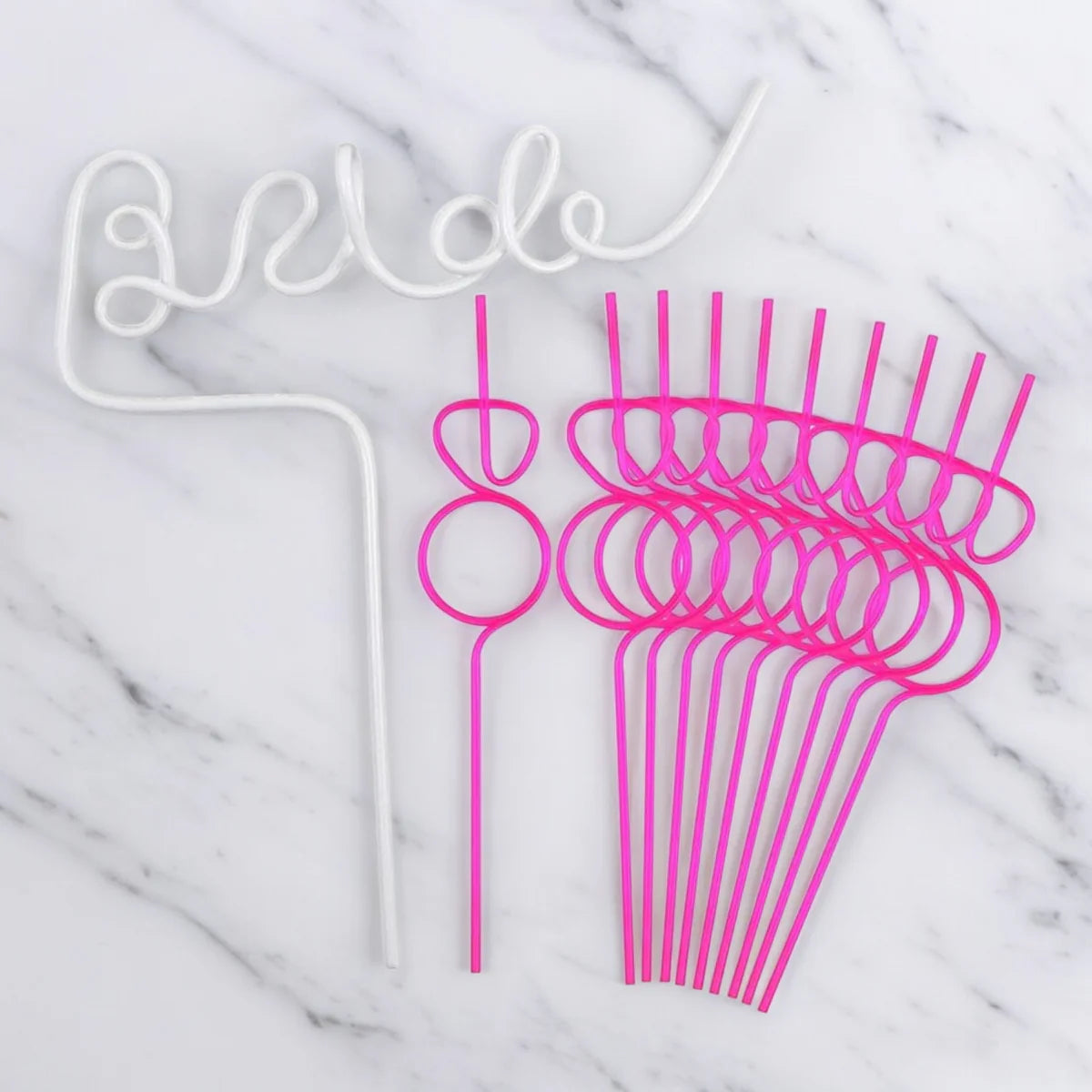 Pink Bridal Straws Decorations Set