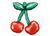 Balloon shaped like a pair of cherries on a white background