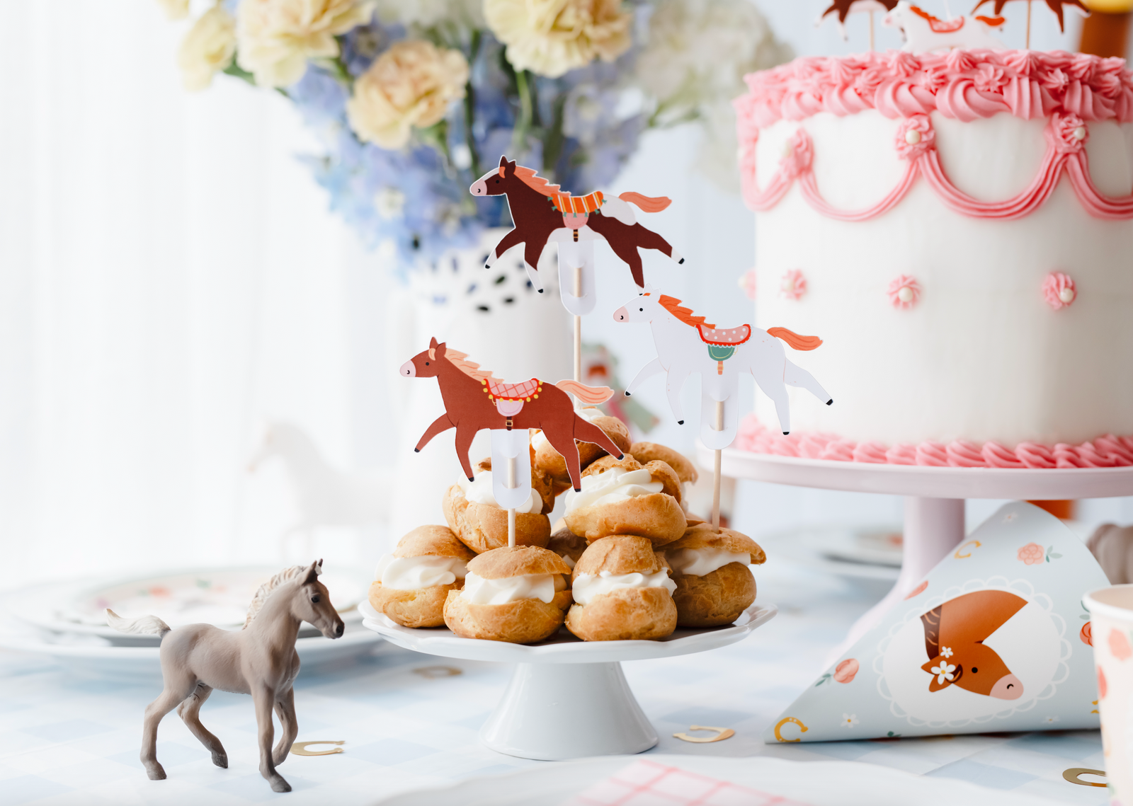 Floral Pony Cupcake Toppers