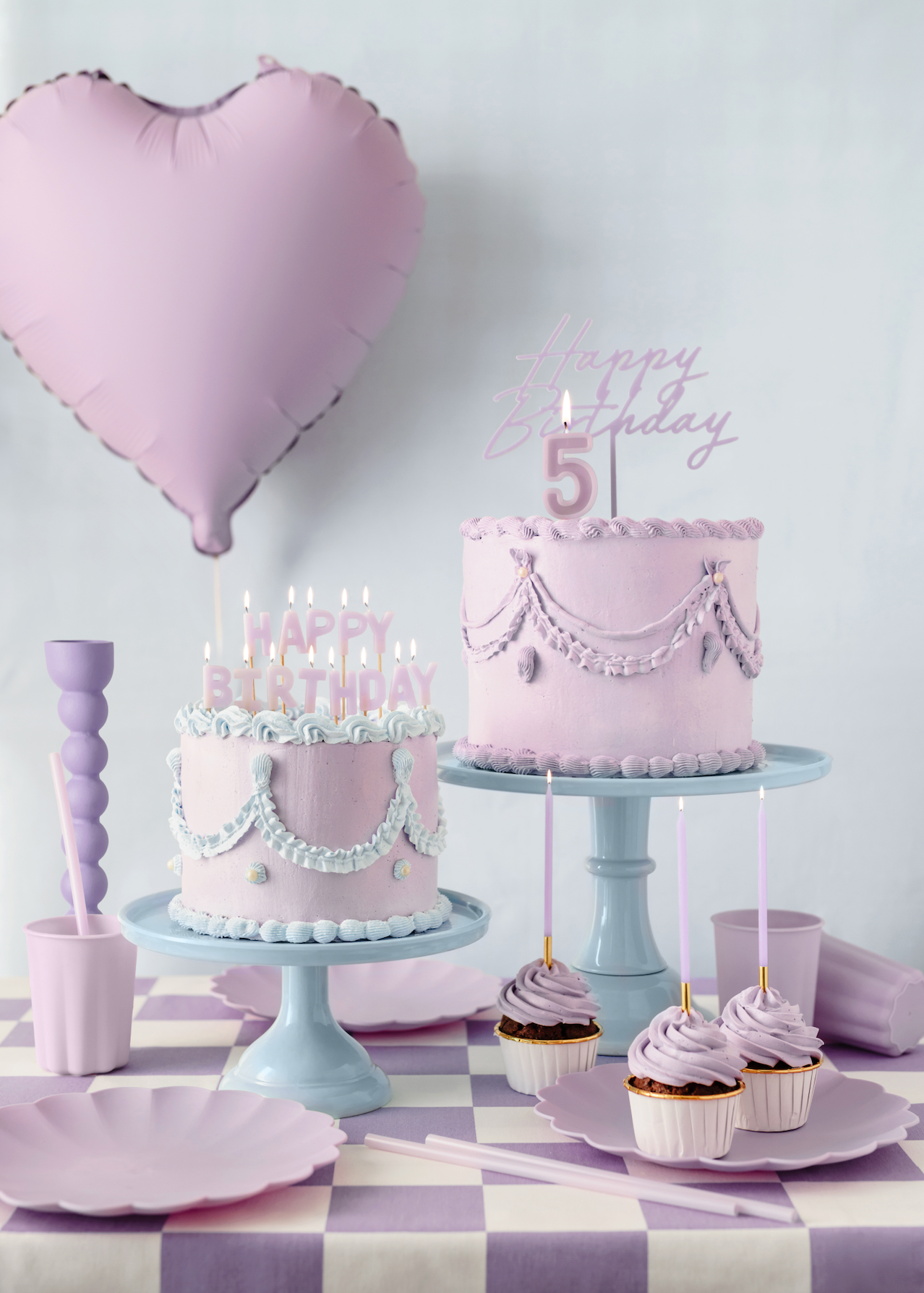 Matte Purple Happy Birthday Cake Topper