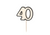 Candle shaped like the number '40' on a white background