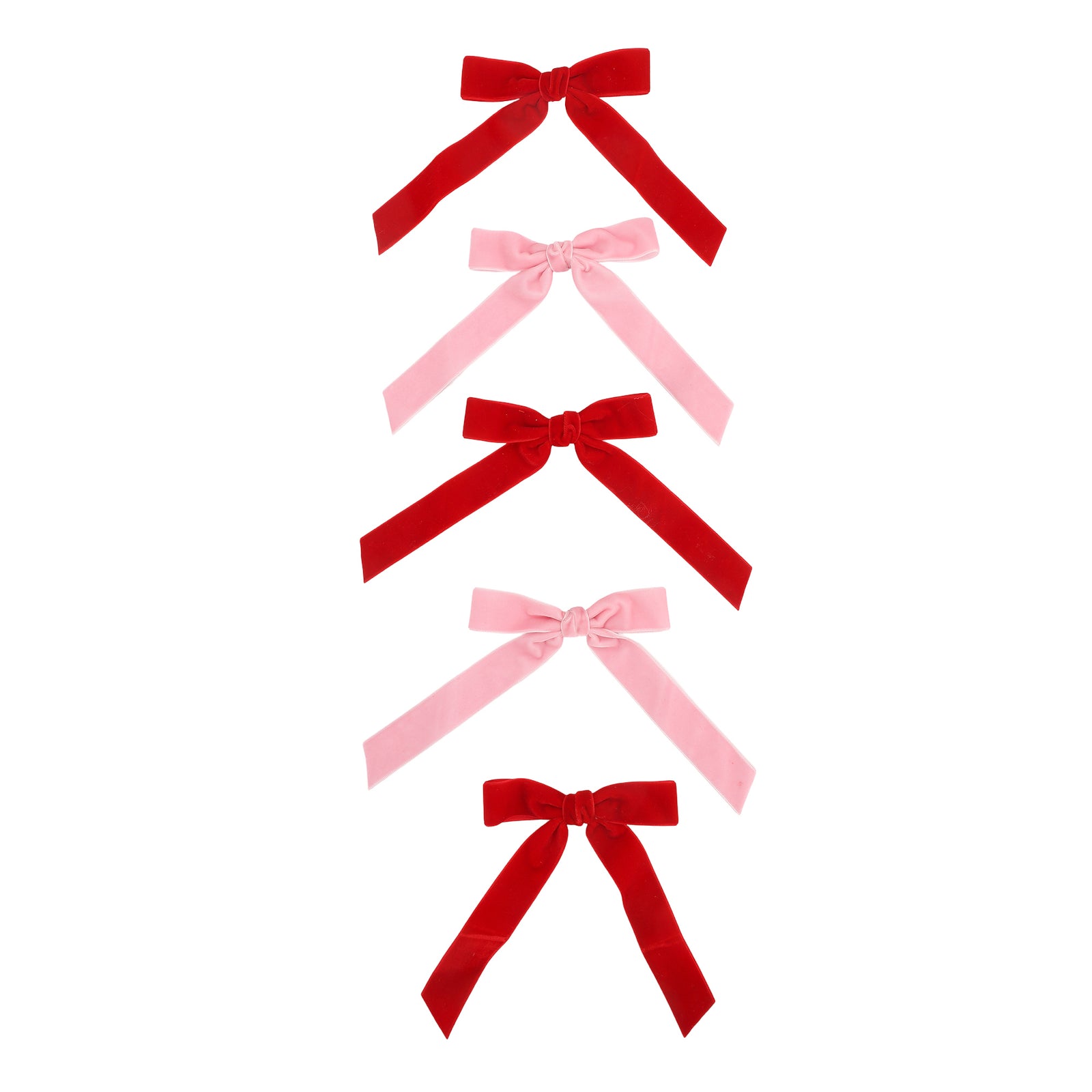 Pink & Red Velvet Clip-on Bow Set