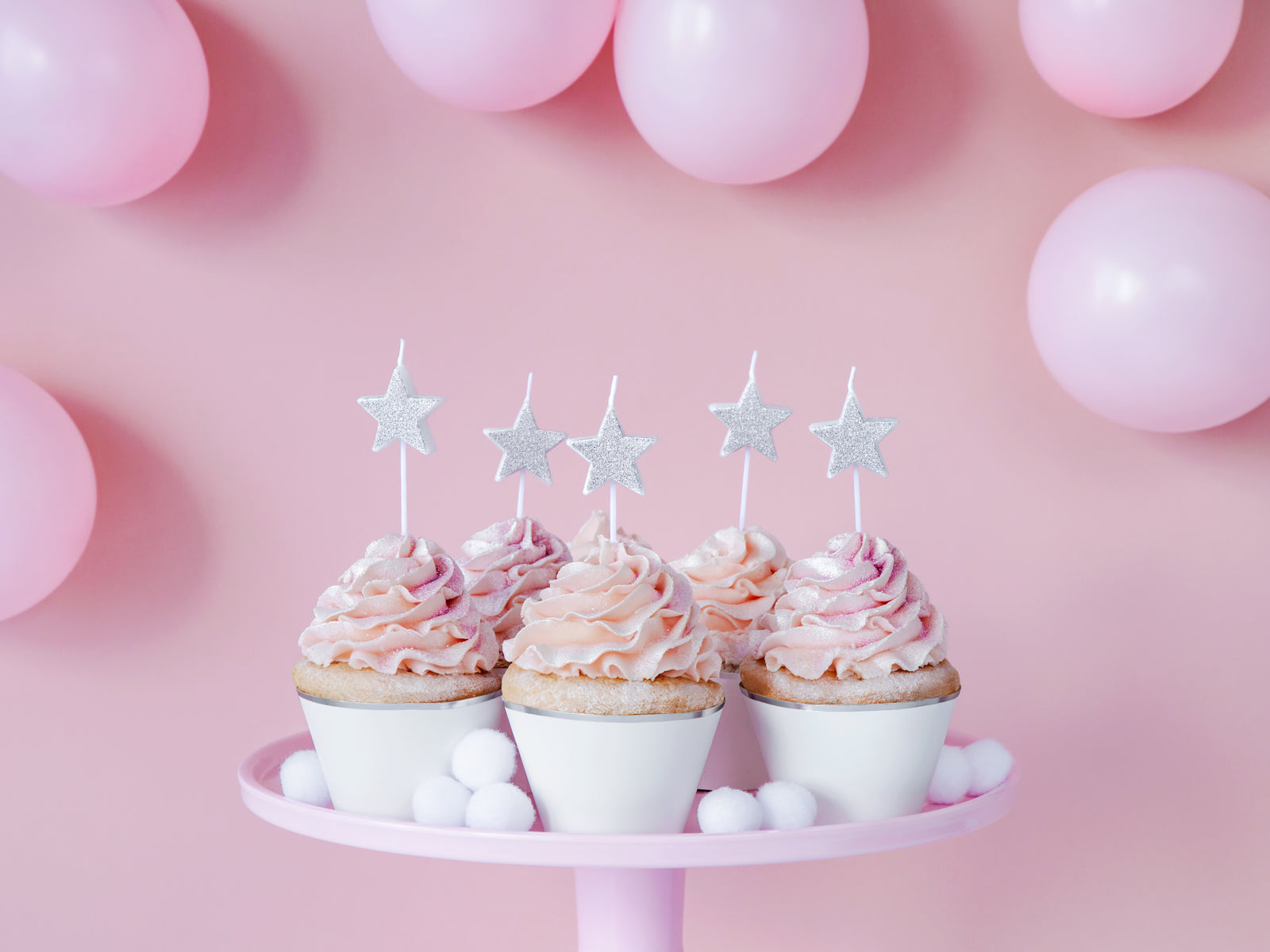 Silver Star Party Candles