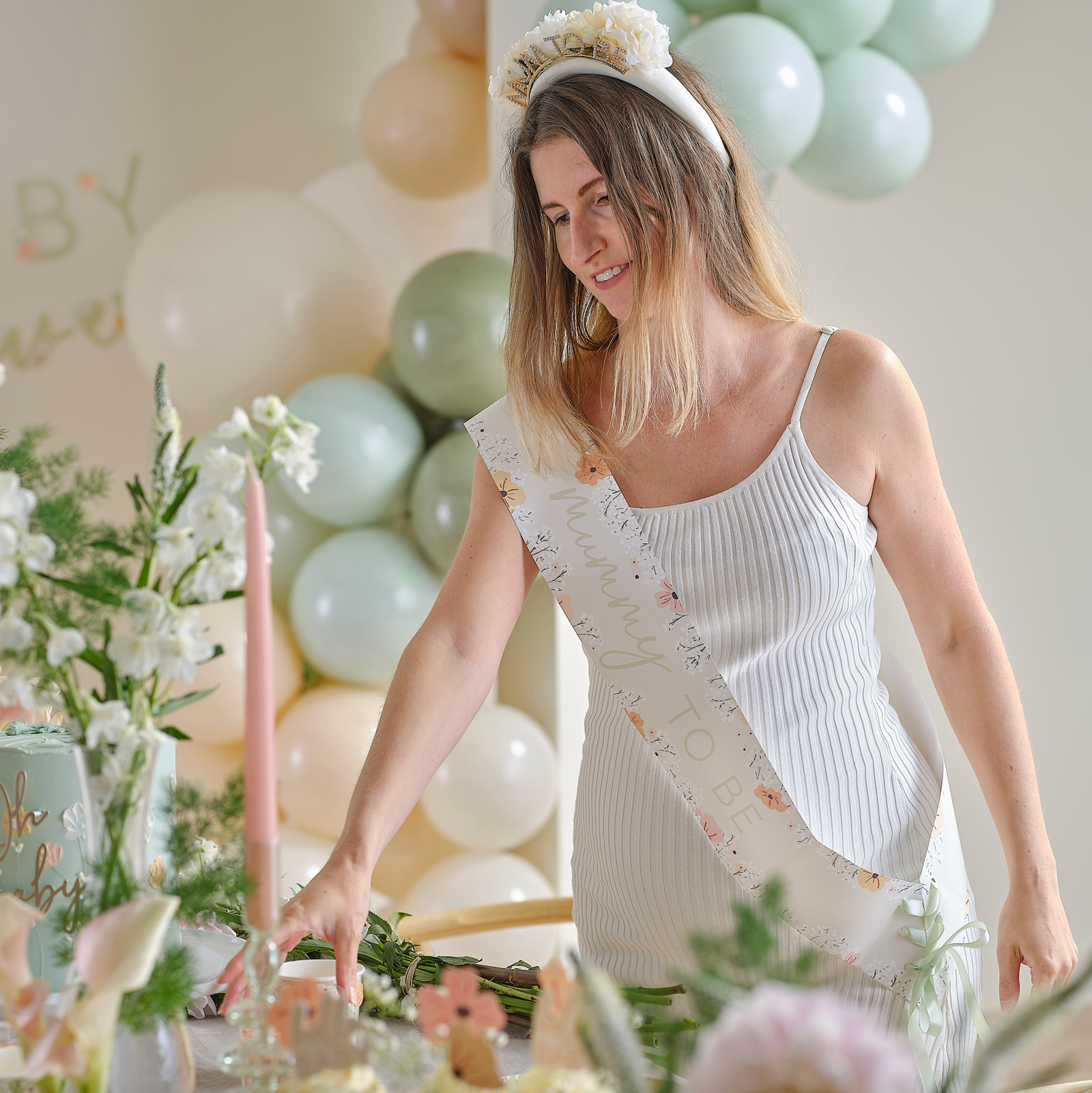 Floral Mum to Be Baby Shower Headband