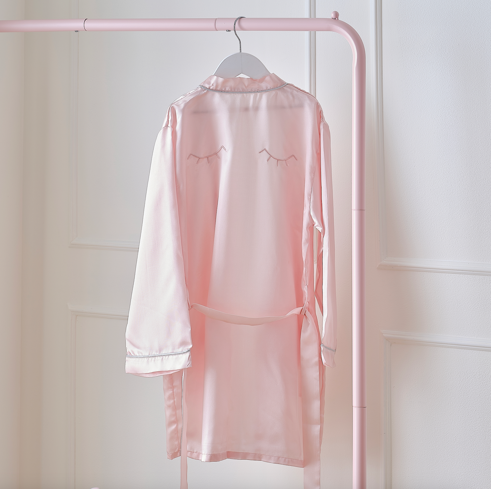 Pink Satin Embroidered Dressing Gown 9-12yrs
