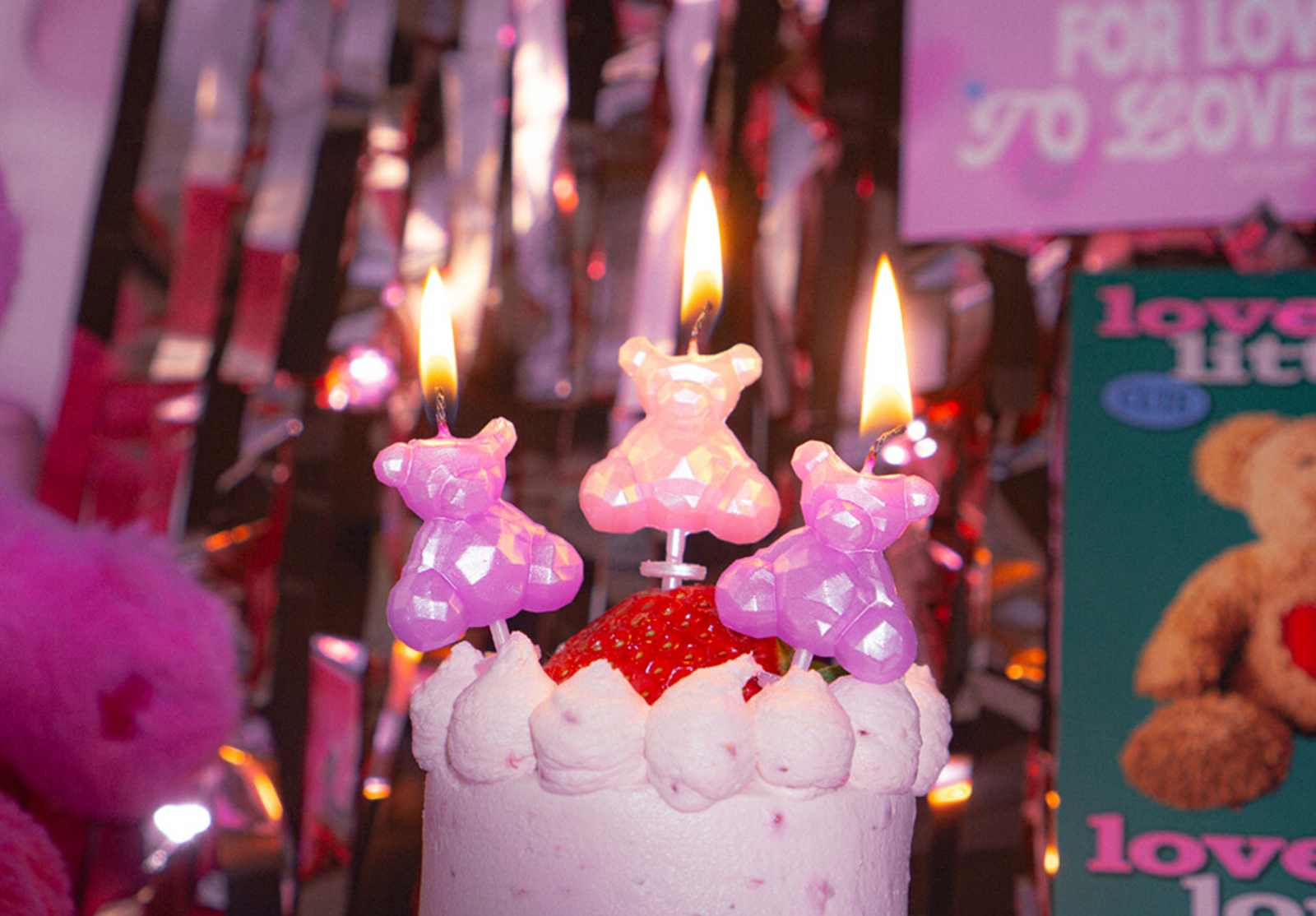 Mini Pink & Purple Bear Candles