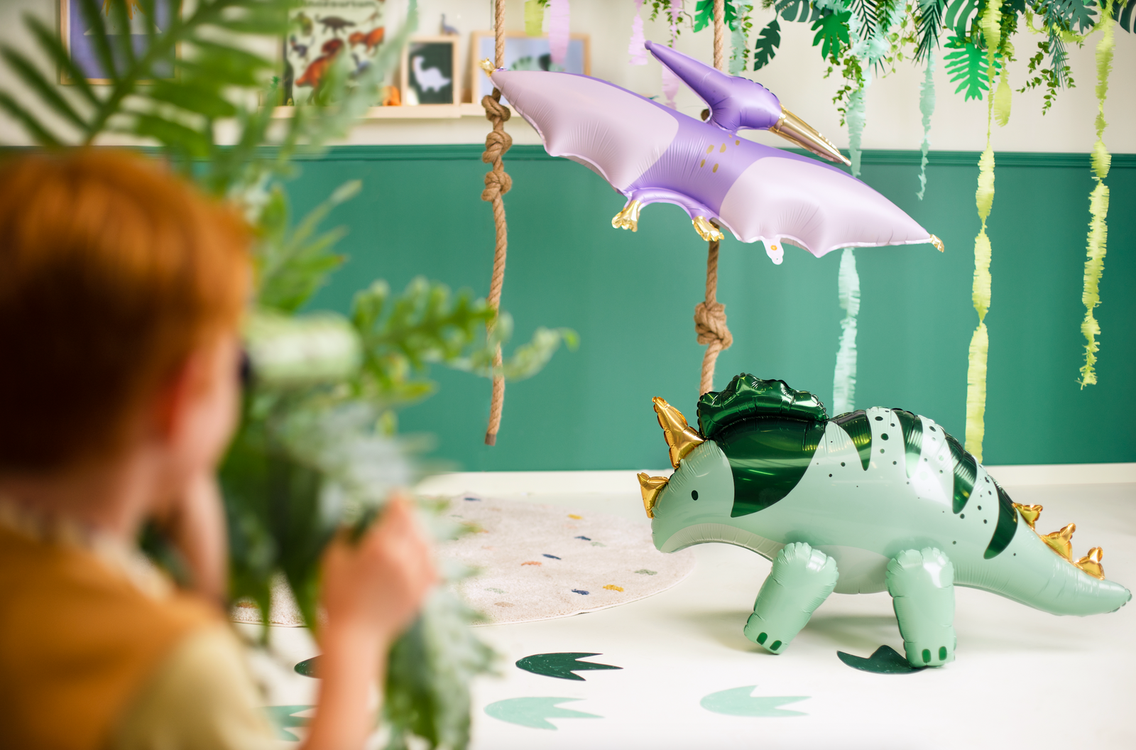 Green Standing Triceratops Balloon
