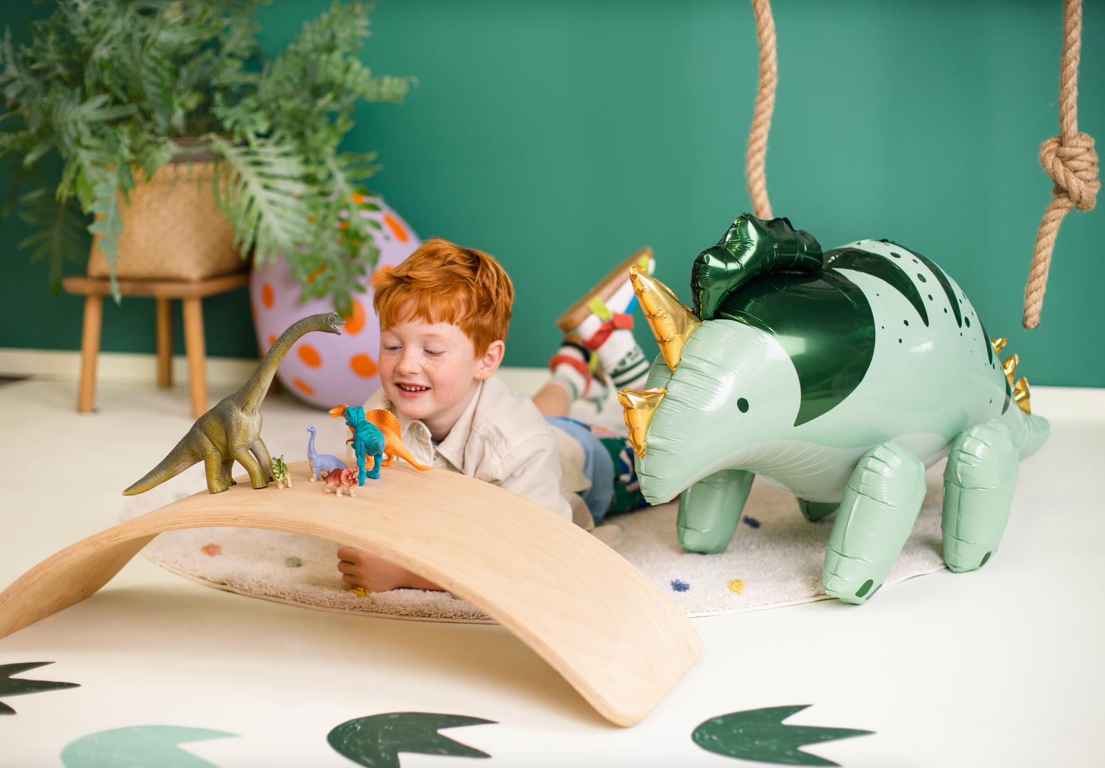 Green Standing Triceratops Balloon