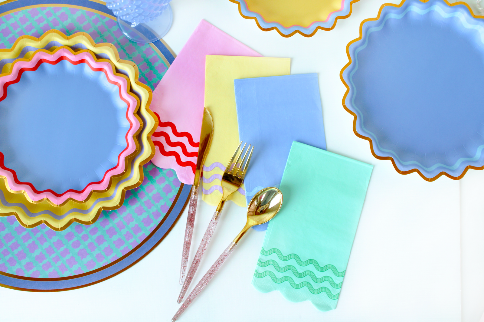 Rainbow Ric Rac Dessert Plates