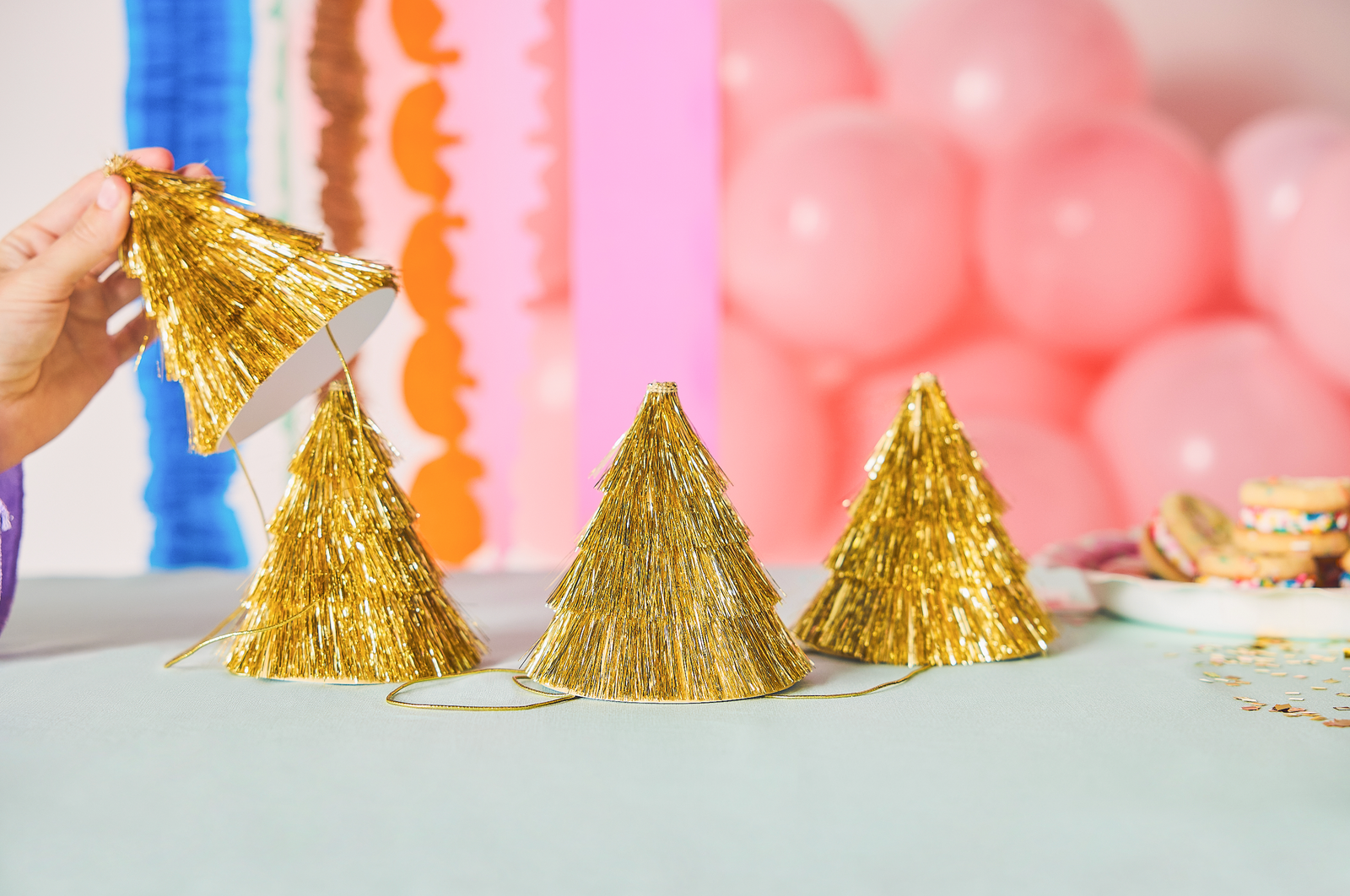 Mini Gold Fringe Party Hats