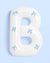 Letter 'B' pillow with blue bows on a light blue background
