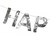 Decorative banner with 'HAPPY' letters on a white background