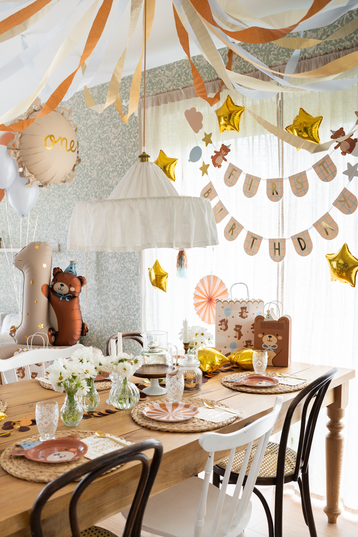 Standing Number 1 Balloon with Teddy Bear