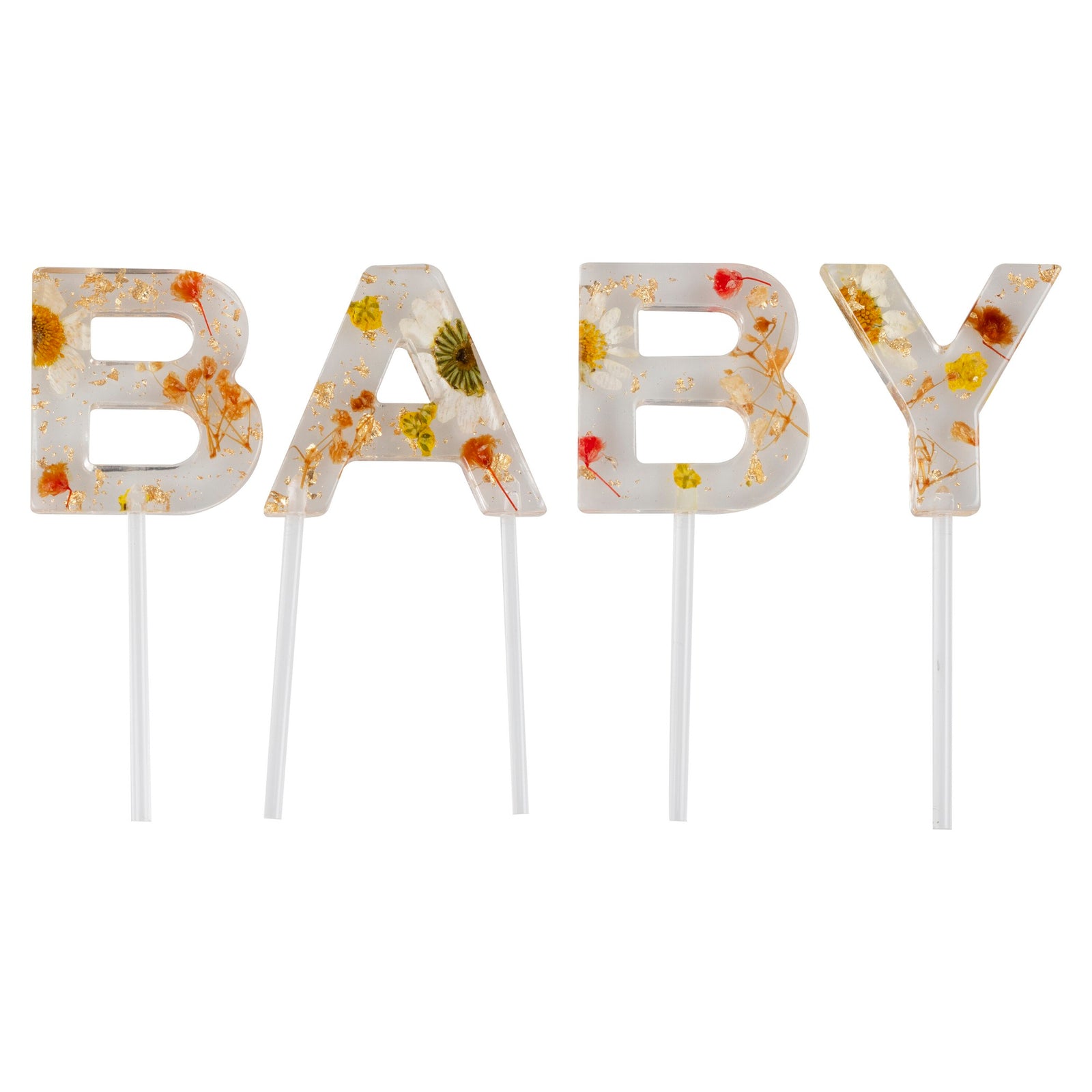 Pressed Flower Baby Shower Cake Topper