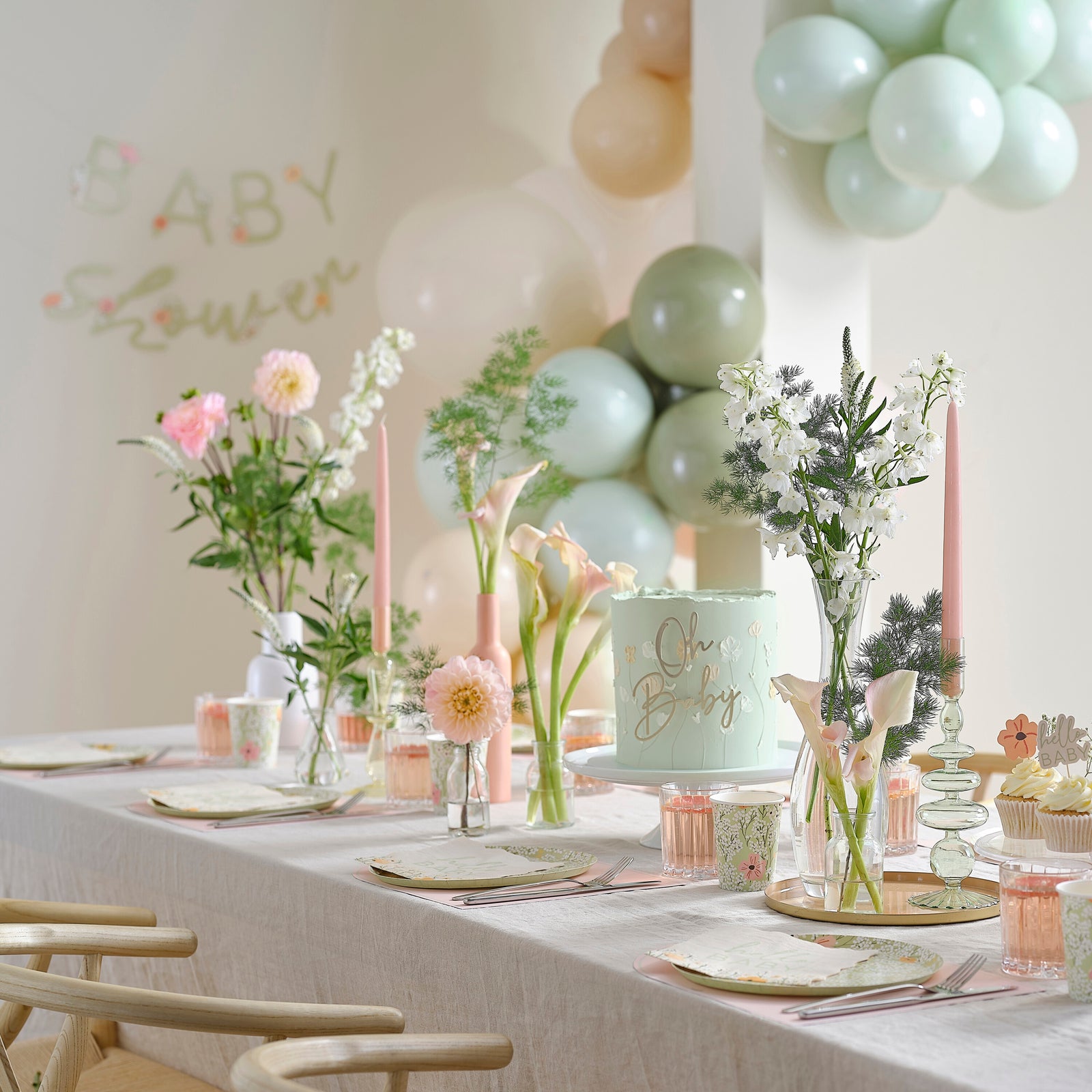 Floral Baby Shower Cupcake Toppers