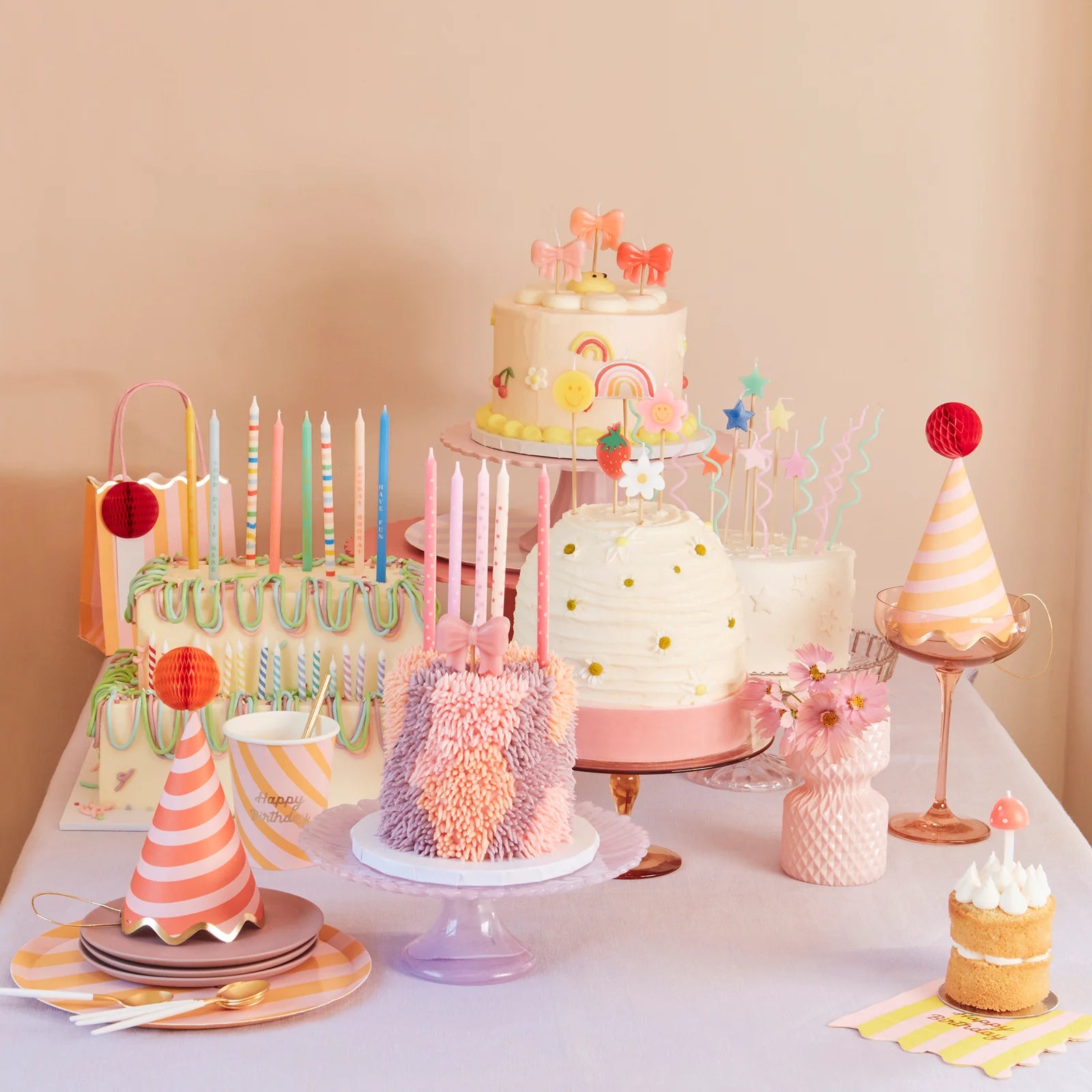 Pink Bow Candles by Meri Meri