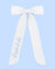 White sash with 'bride to be' text on a light blue background