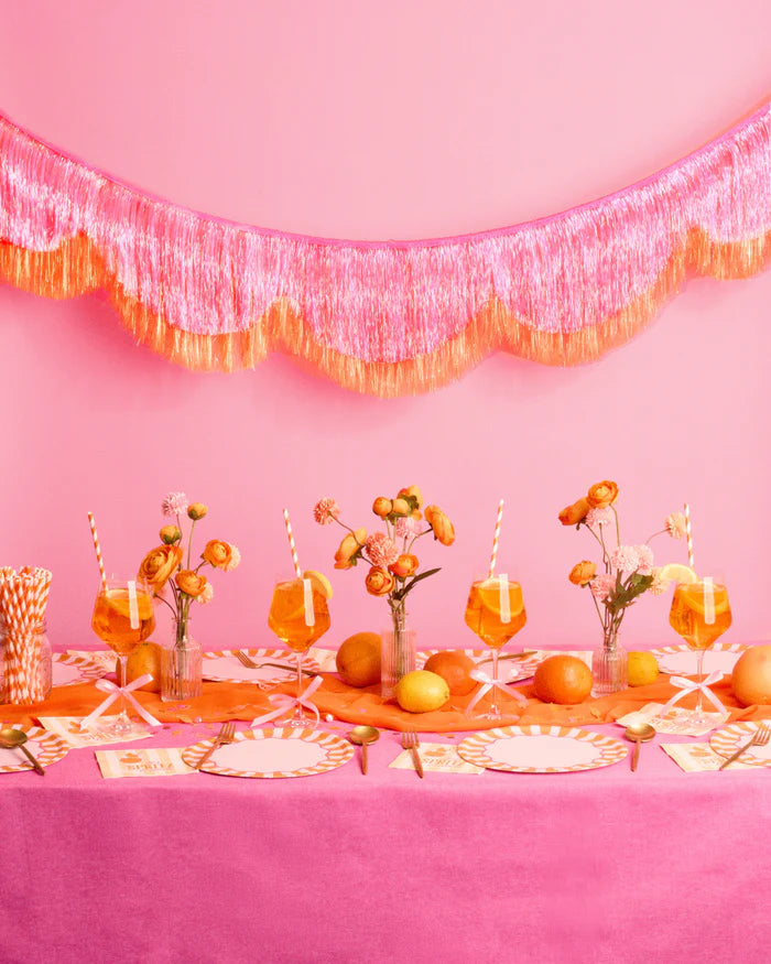 Pink Orange Scallop Fringe Banner