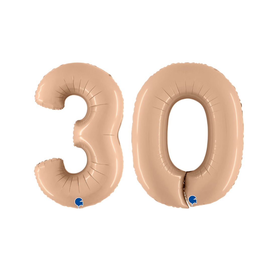 NUMBER 30 SATIN NUDE FOIL BALLOON