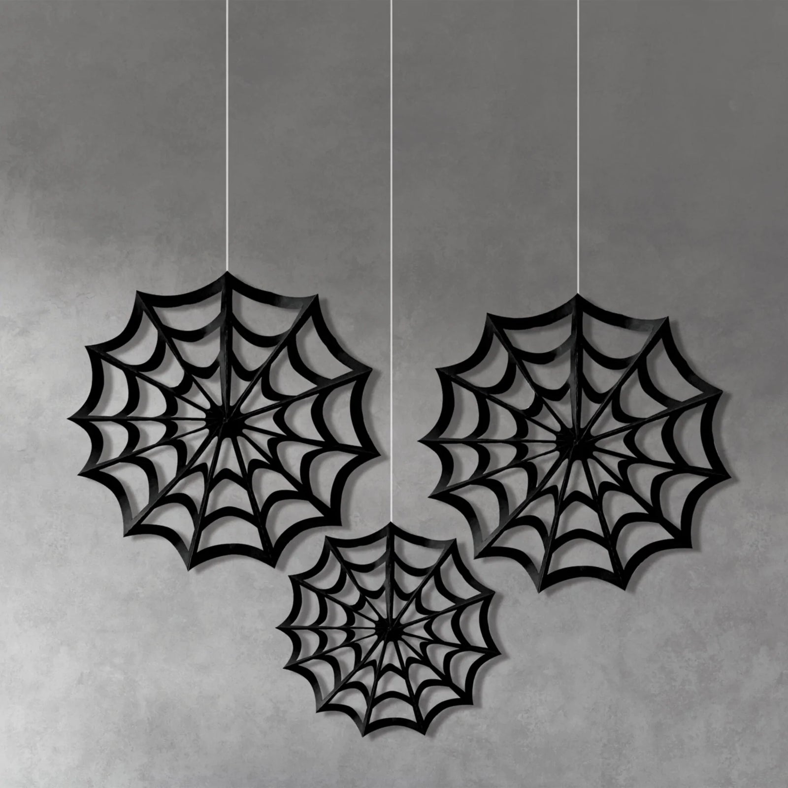 Classic Black & White Spiderweb Fan Decoration