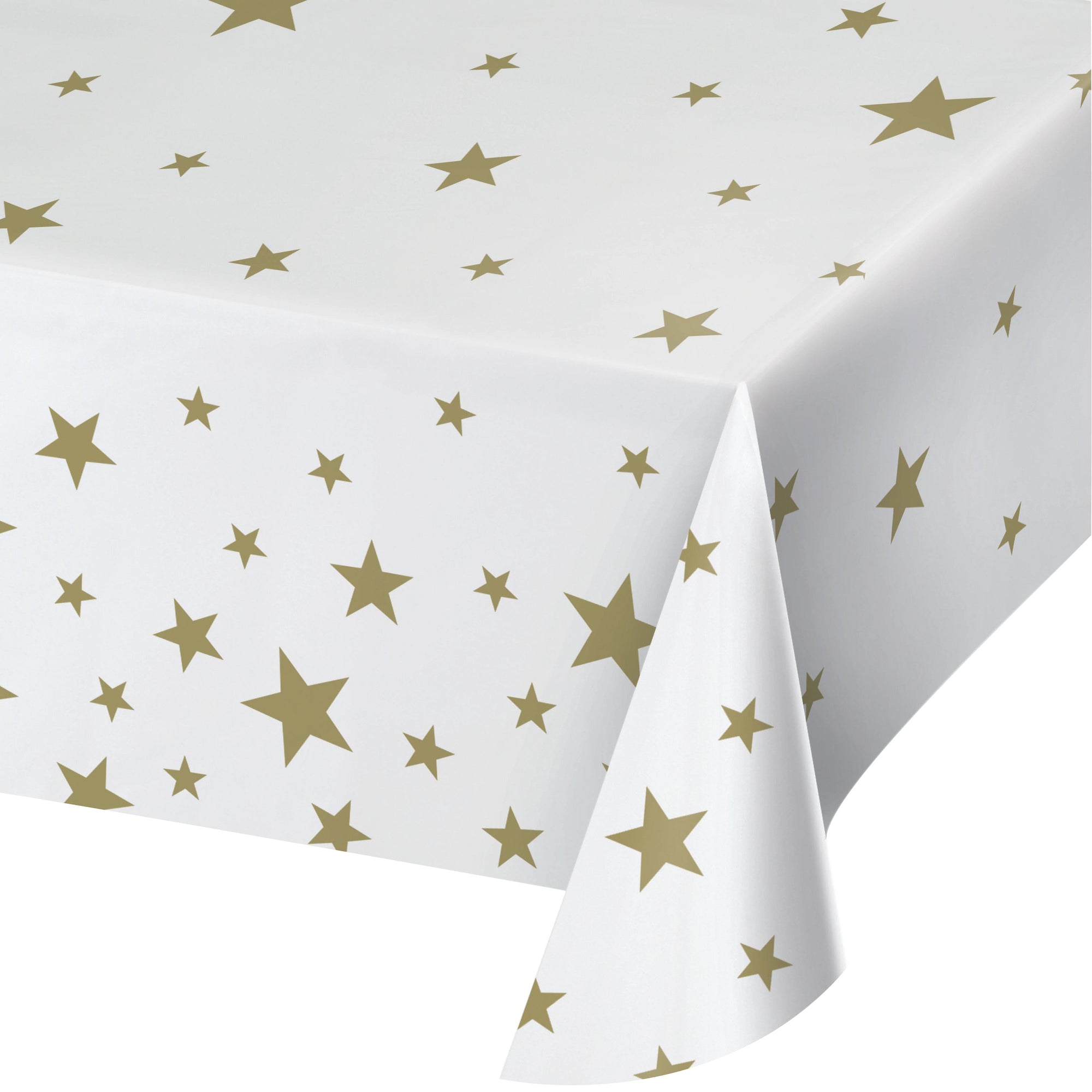White Stars Plastic Table Cover