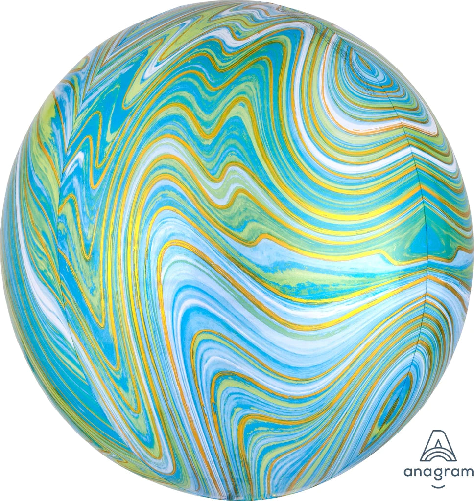 Blue Green Marblez Orbz Balloon