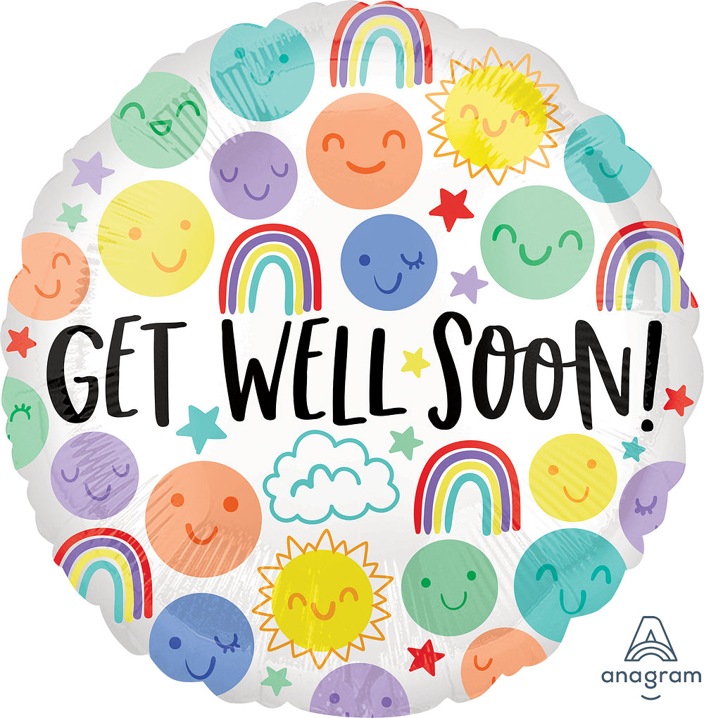 Get Well Happy Doodles Foil Balloon