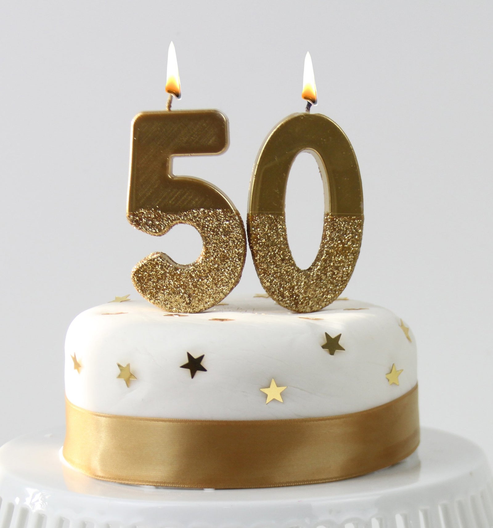 Gold Glitter Number Candle 0
