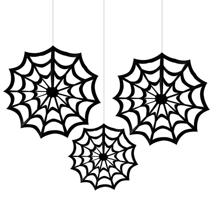 Classic Black & White Spiderweb Fan Decoration 