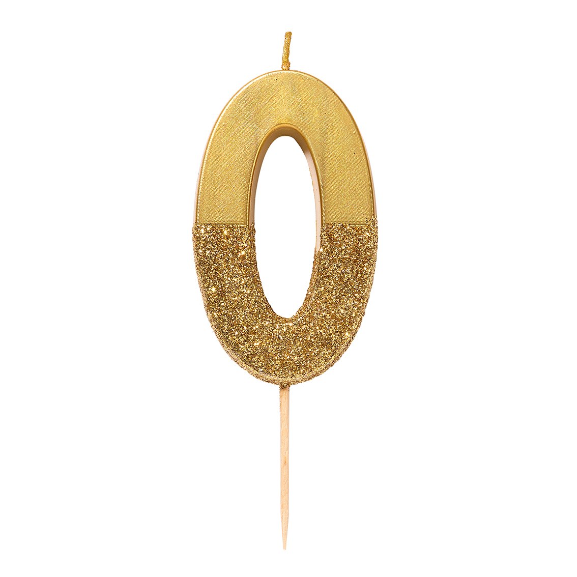 Gold Glitter Number Candle 0