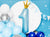Number 1 Sky Blue With Crown Balloon