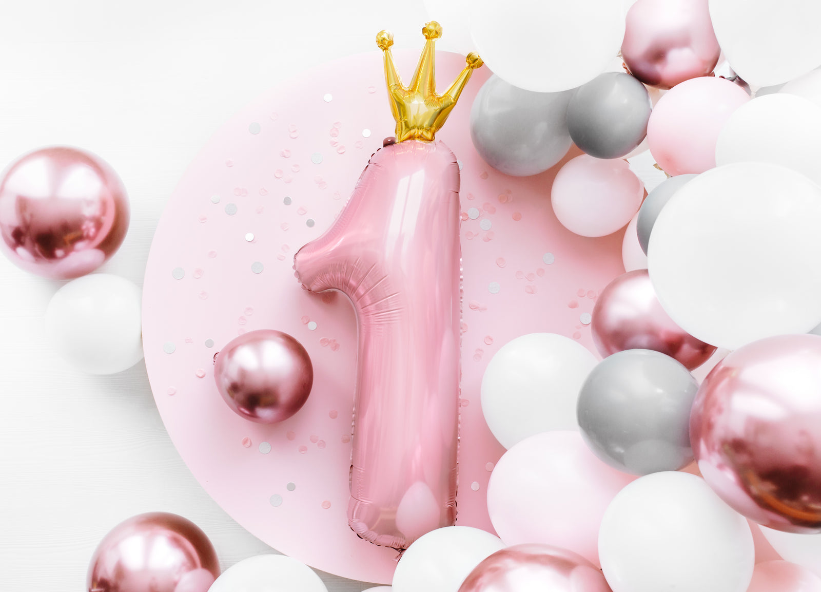 Number 1 Pink With Crown Foil Balloon
