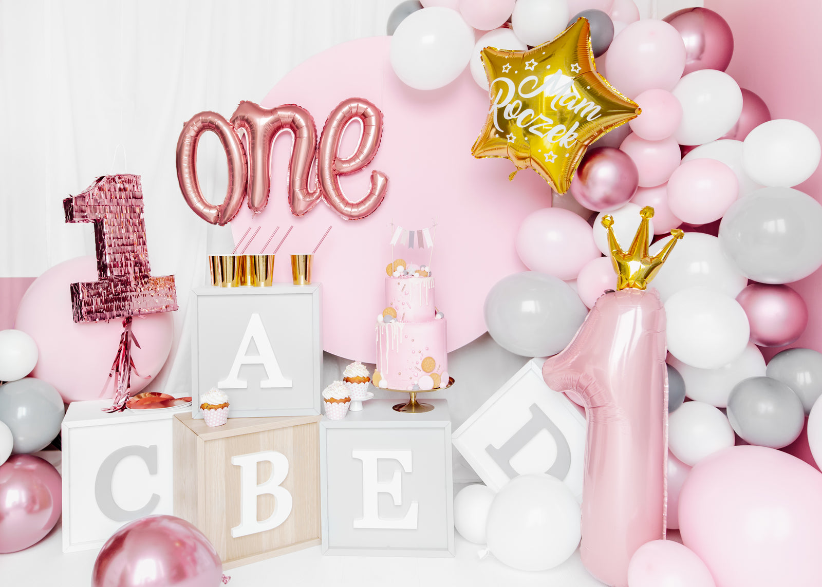 Number 1 Pink With Crown Balloon