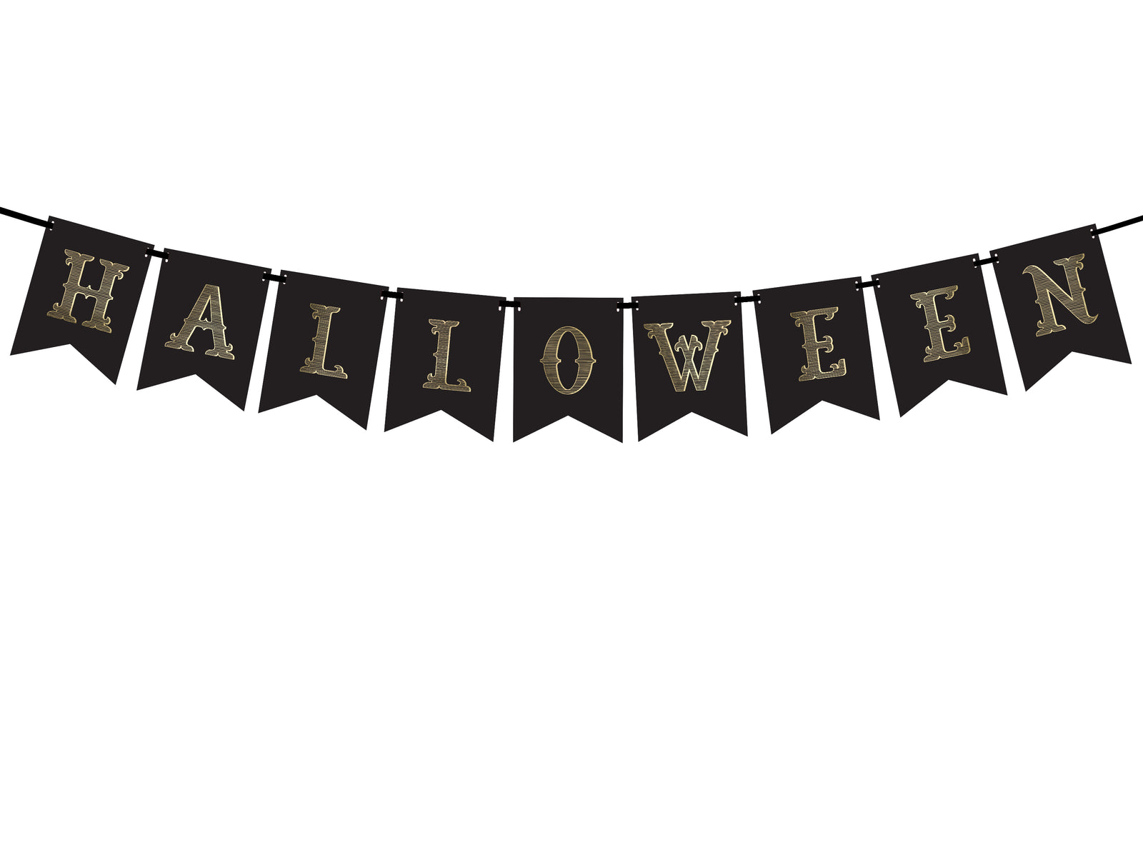 Black & Gold Halloween Pennant Banner