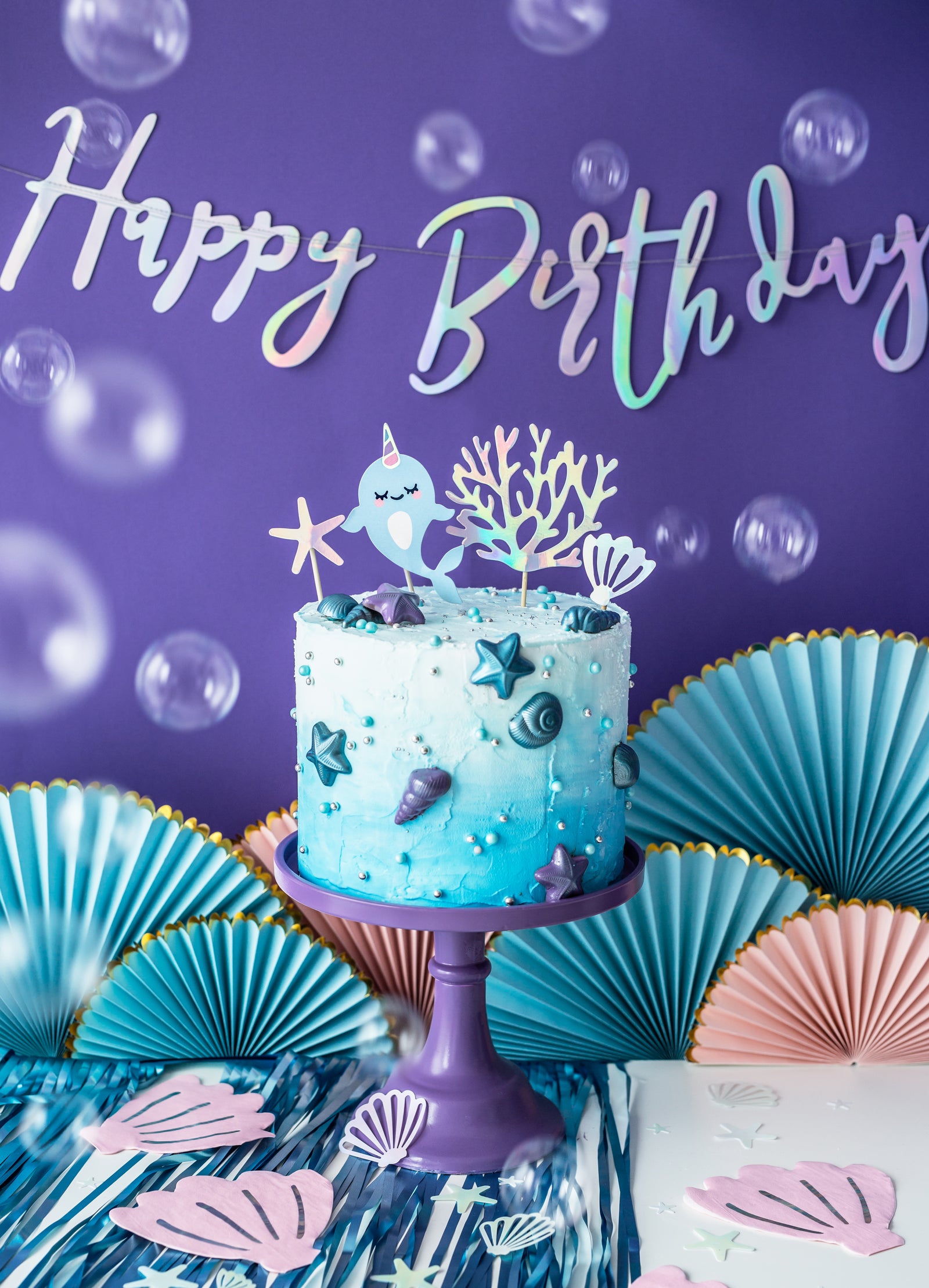 Happy Birthday Iridescent Banner Garland