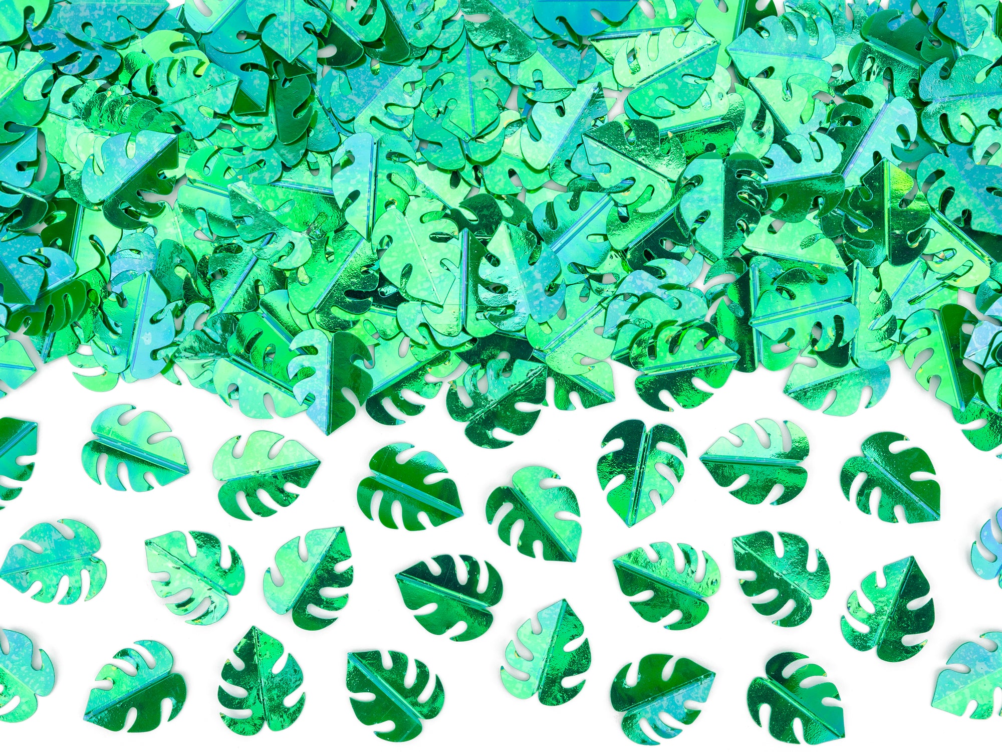 Metallic Green Monstera Leaves Confetti 