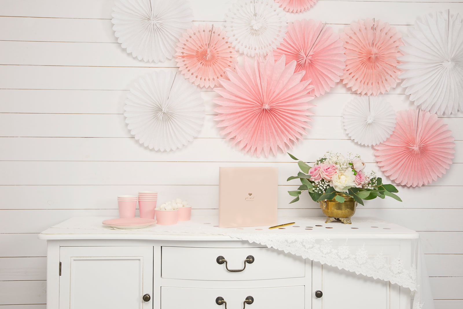 White Tissue Party Fans
