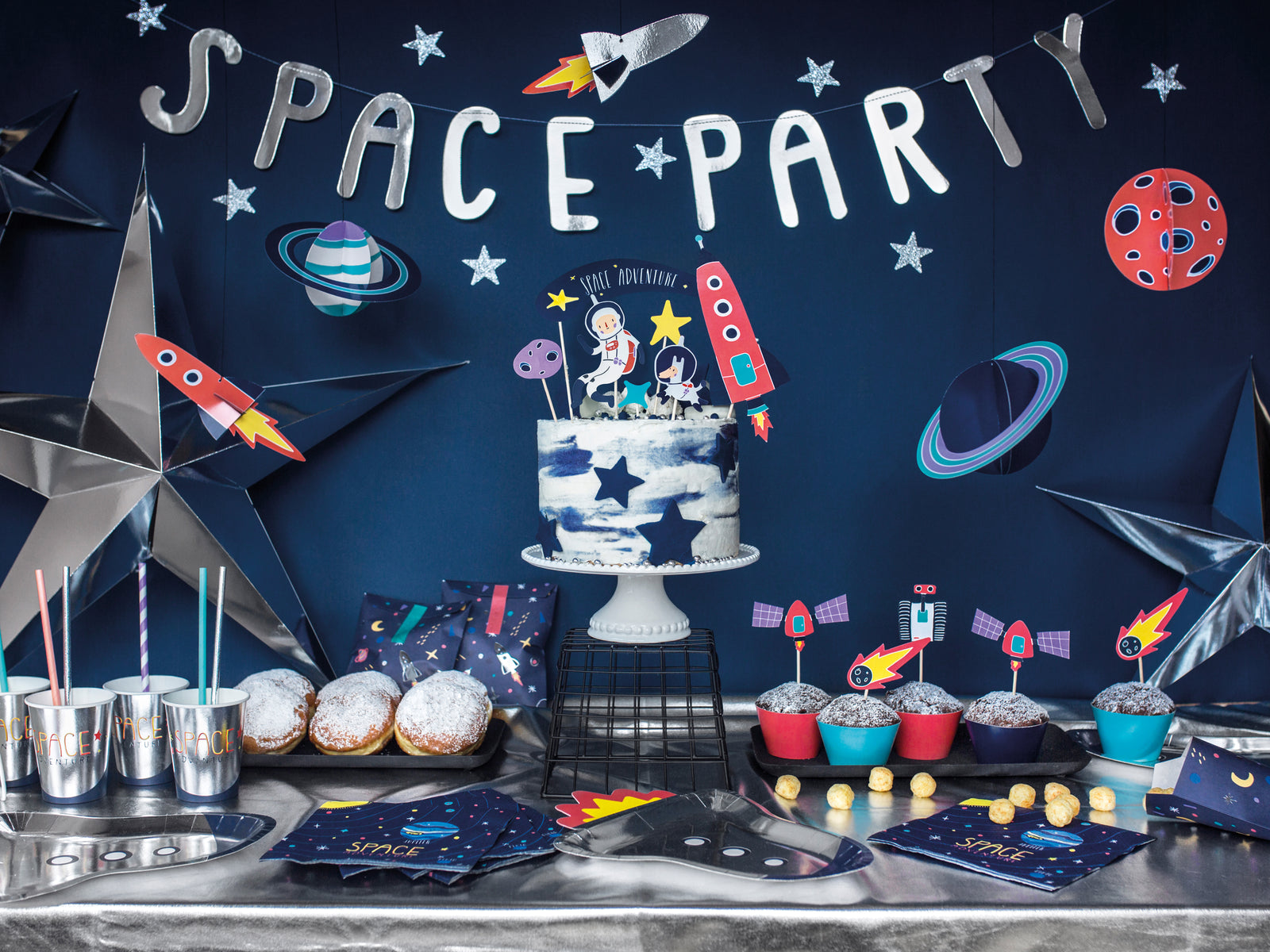 Navy Space Party Napkins
