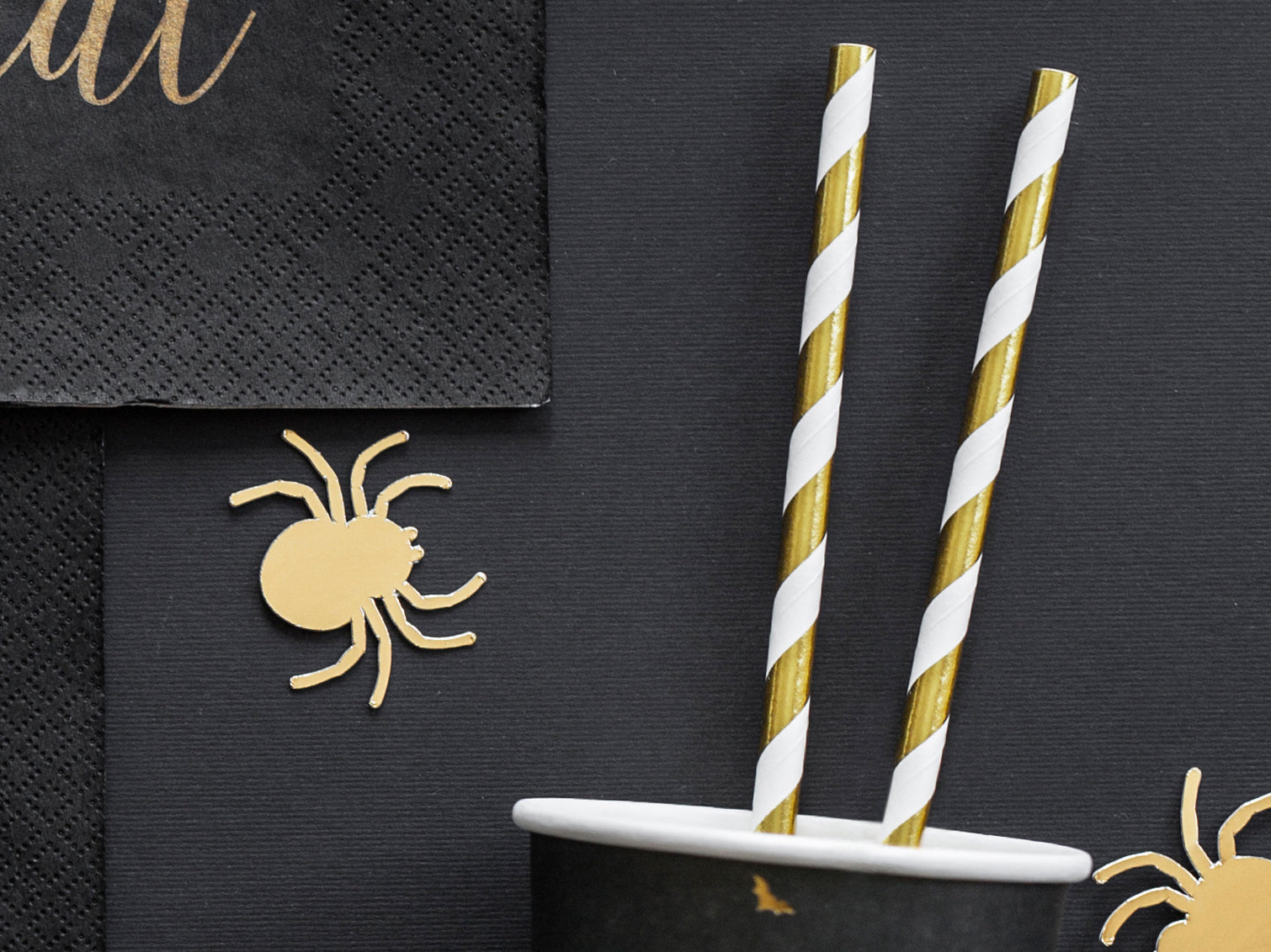 Metallic Gold Stripped Straws