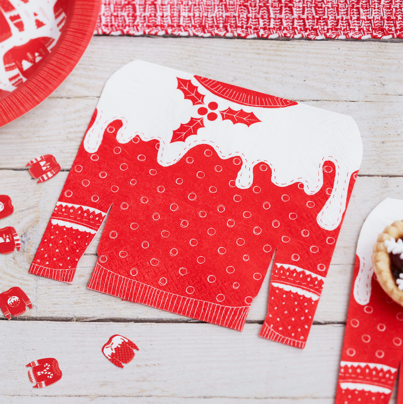 Red & White Festive Jumper Napkins