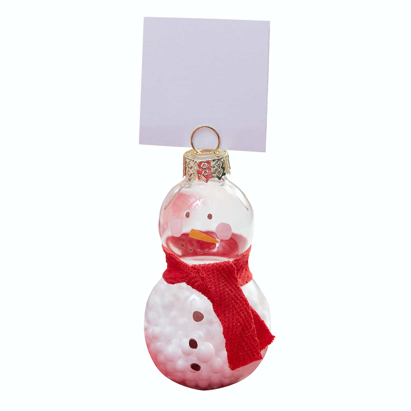 Glass Snowman Christmas Place Card Holders