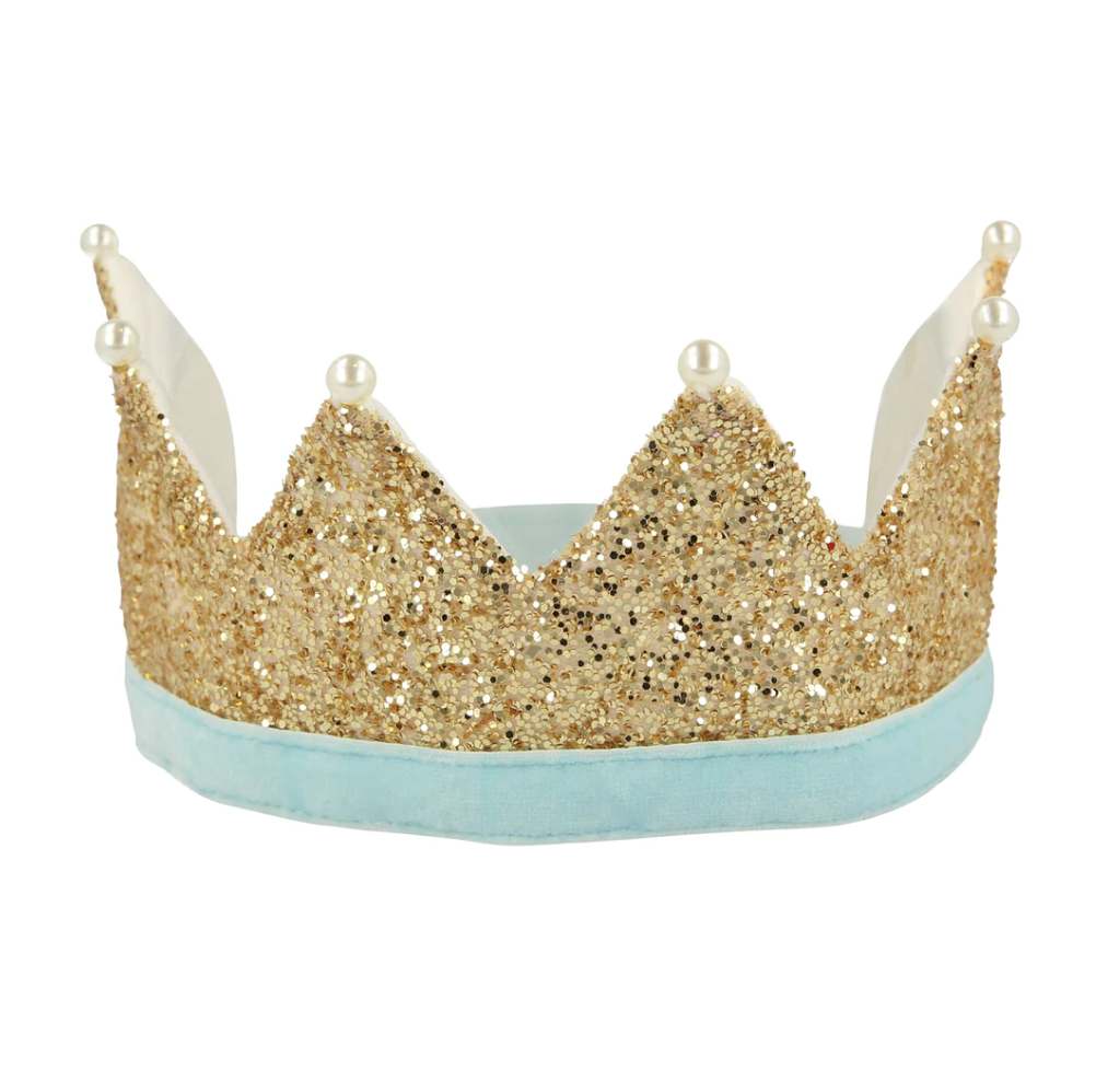 Gold Sparkle Cape & Pearl Crown by Meri Meri