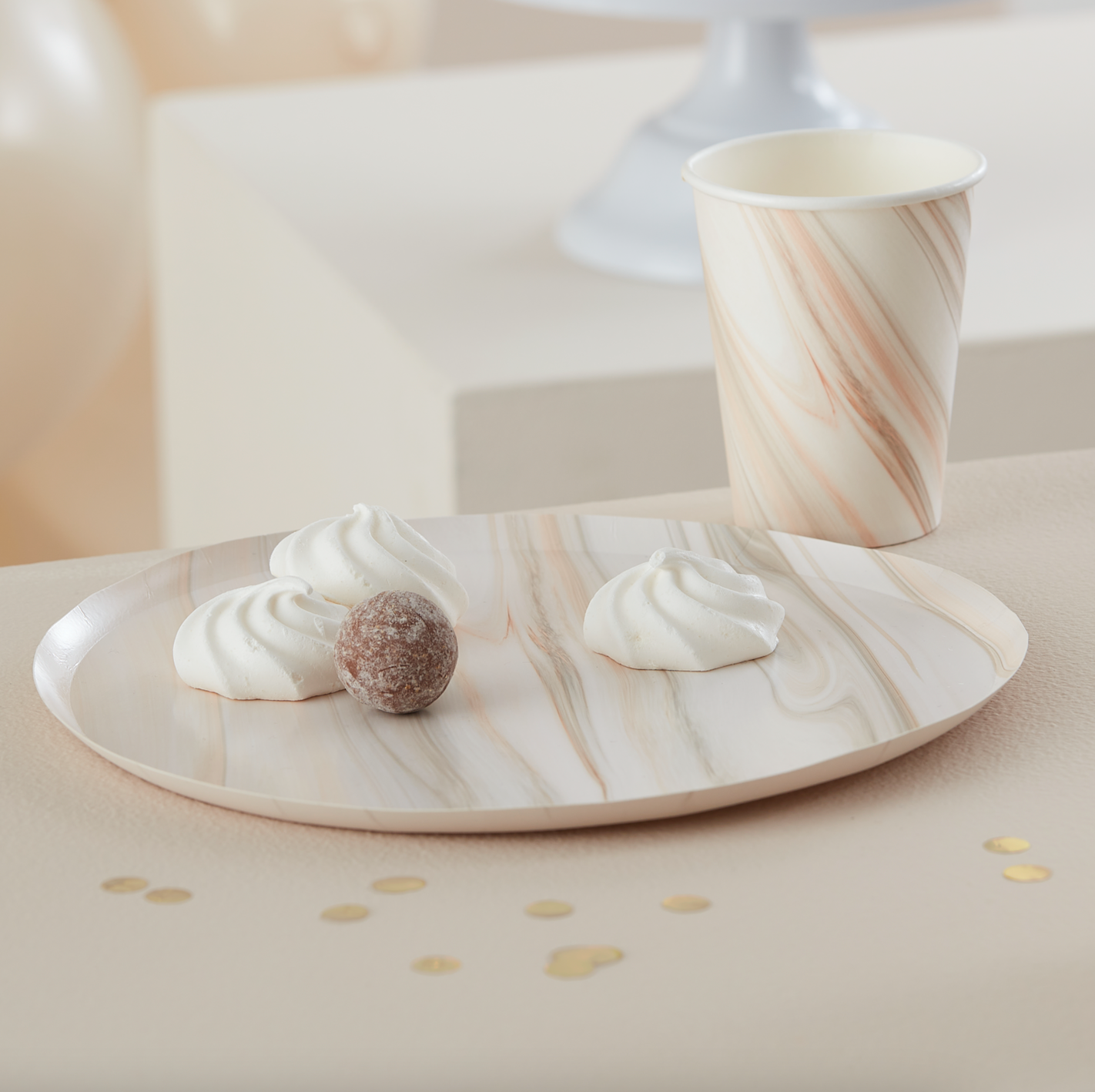 Natural Marble Print Paper Cups