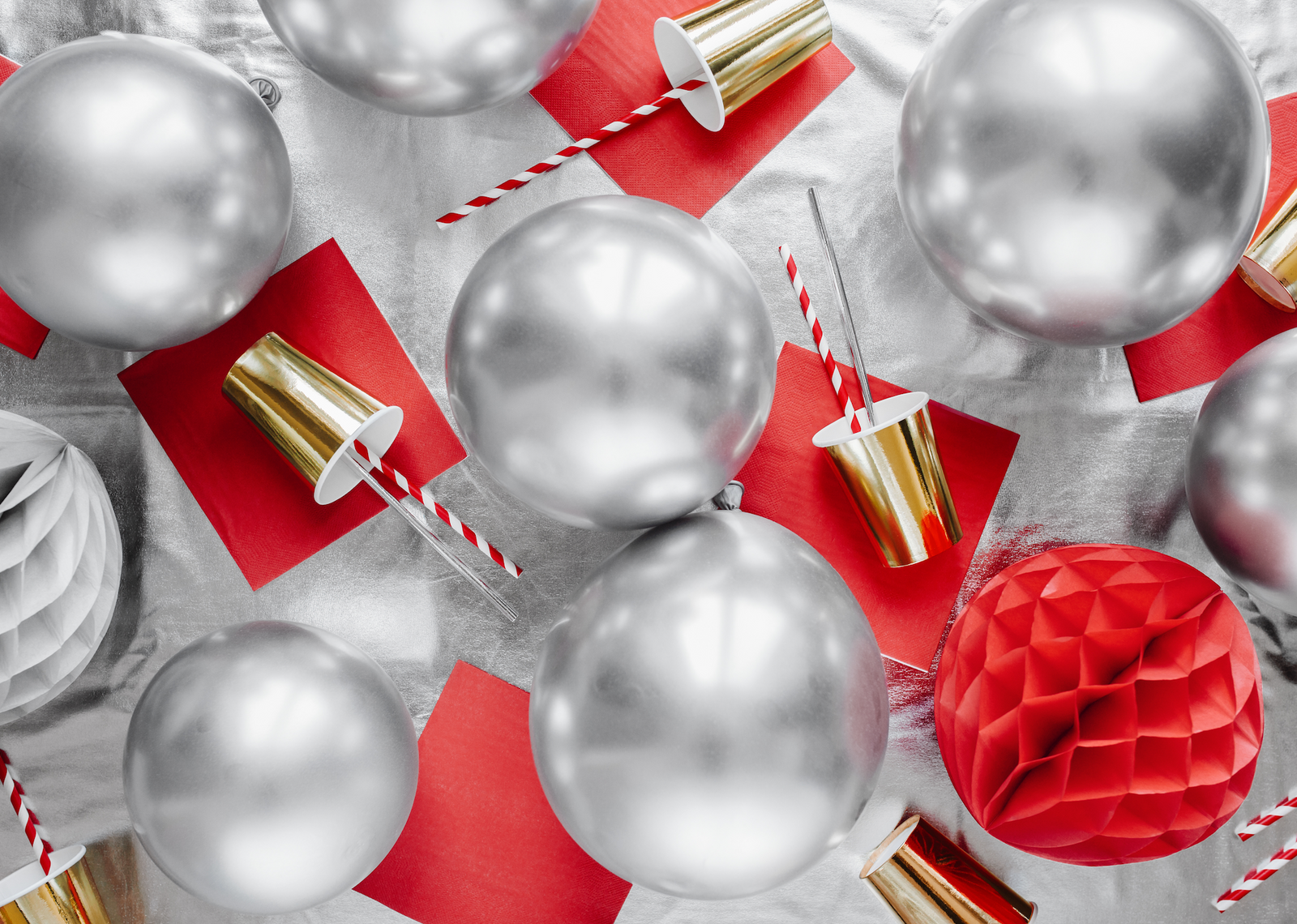 Silver Glossy Latex Balloons