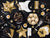 Black & Gold Star Dessert Plates