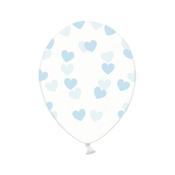 Light Blue Heart Pattern Clear Balloons