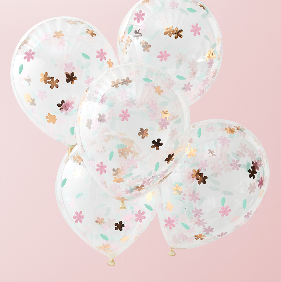 ROSE GOLD FLORAL CONFETTI BALLOONS