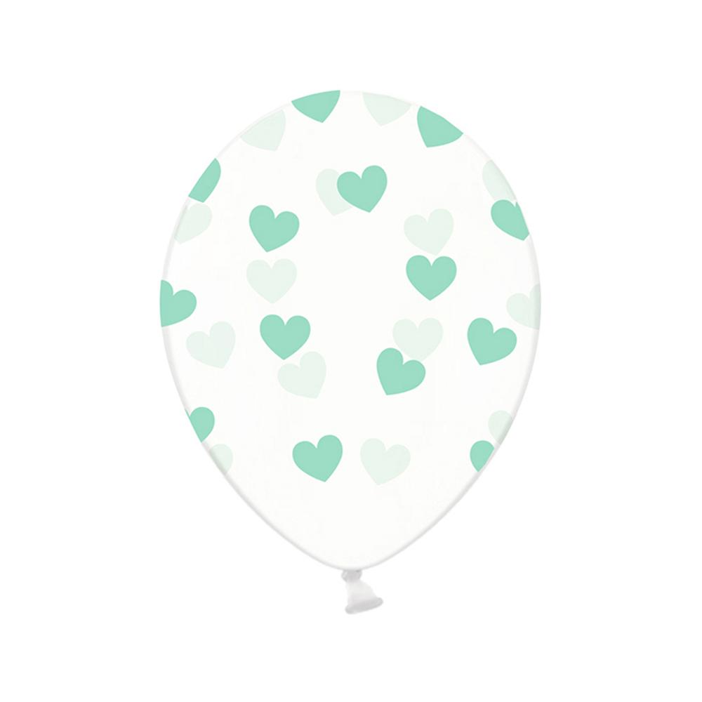 Mint Green Heart Clear Balloons
